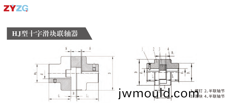 HJ型十字滑塊聯(lián)軸器 HJ型十字滑(hua)塊聯(lián)軸器